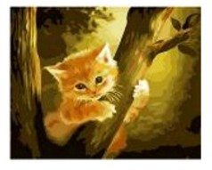 Картина по номерам "Кот на дереве" 40*50см, краски акрилловые, кисть-3шт.(1*30)
