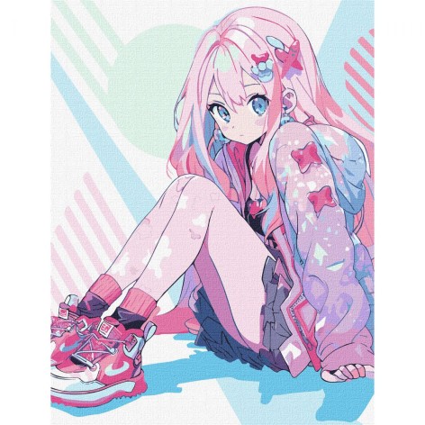 Картина по номерам "Аниме. Очаровательная девушка" 30х40 см