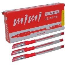 Ручка гелевая 0,5мм, красная, 12 штук