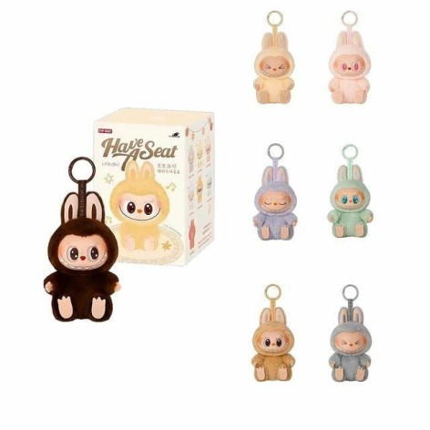 Мʼяка іграшка-сюрприз "Have a Seat: Лабубу" з LED підсвіткою, музична, брелок 14 см