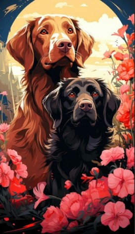 Набор для творчества алмазная картина Пара песиков Strateg размером 30х40 см (HEG88131)