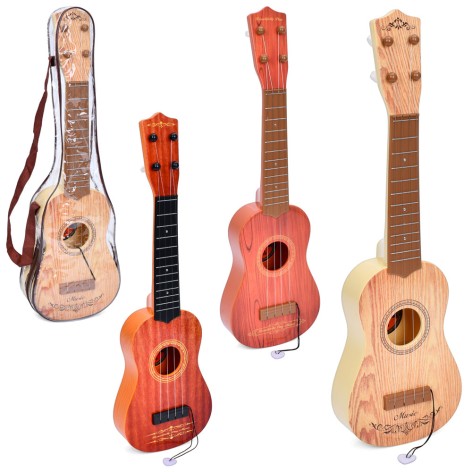 Гитара  53см, струны 4шт, медиатор, 3 вида, в чехле, 17-54-6см /36/