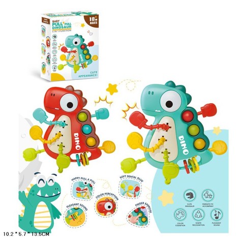 Погремушка YD750-14 Монтессори развивающий динозаврик 2цв.кор.13,5*5,7*10,2 