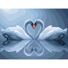 Роспись по номерам Лебеди в лунном свете