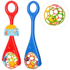 Каталка на палке, шар 15см с погремушкой, 2 цвета, 61-19-14см /24/