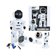 Робот на р/к звуки, свет, мелодии, движется, от аккумулятора 3.7 V, режим программирования, реагирует на жесты и прикосновение, поворачивает голову, в коробке