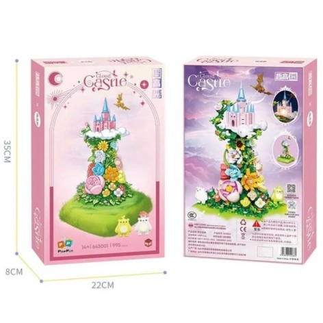 Конструктор 643001 "Cloud castle", 986 деталей, подсветка, заводной музыкальный механизм, платформа вращается по кругу, 2 игровые фигурки, в коробке