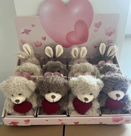 М'яка іграшка 13см кролик собачка мишка з серцем /12/144/12шт в кор.