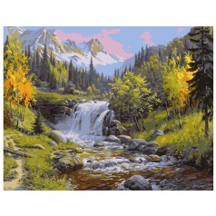 Картина по номерам VA-1510 "Лісовий водоспад", розміром 40х50 см