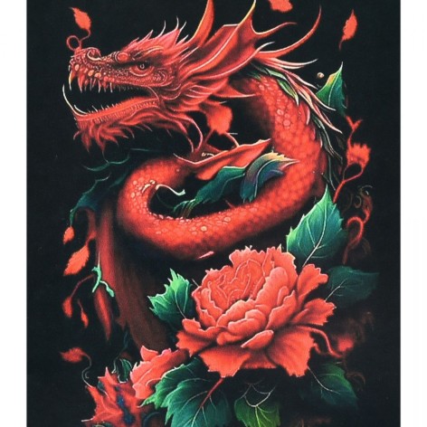 Алмазна мозаїка Strateg "Дракон у червоному полум'ї" 40x50 см (SK88215)