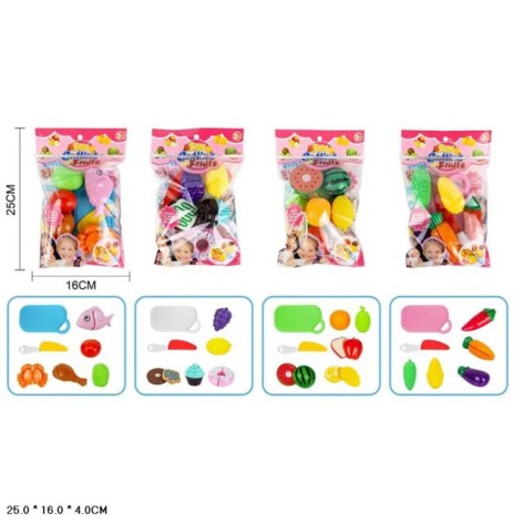 Набір продуктів на липучках, з дощечкою та ножем, мікс видів