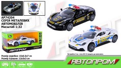 Машина мет. АВТОПРОМ 1:32,2 кольори, відкр.двері, батар.,світ., звук,кор.15*6,5*7см 