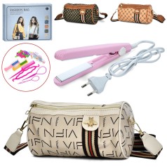 Косметика набір перукаря, плойка(від мережі)/світло/нагрівається, заколки, крейда для волосся 2шт, сумка 19-12-12см/довга ручка, мікс видів, в кор-ці, 28-22-4см /24/