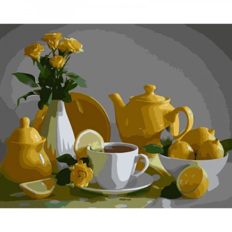 Набір для розпису по номерах Лимонний натюрморт Strateg розміром 40х50 см (GS1002)