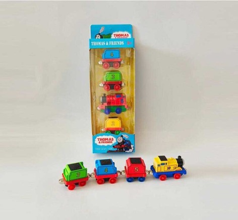 Набор поездов металлопластиковый с магнитным соединением 1 локомотив 3 вагончика (Q186-99C)