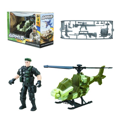Военный набор вертолет, аксессуары, кор. 27,5*11,5*18см 