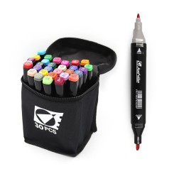 Набір скетч маркерів двостор. 30шт.30кол.кругл/скош након. у сумці