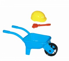 Тачка з каскою та пісковим набором (блакитна)