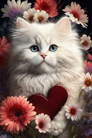 Набір для творчості алмазна картина Котяче серце Strateg розміром 40х50 см (SK88233)