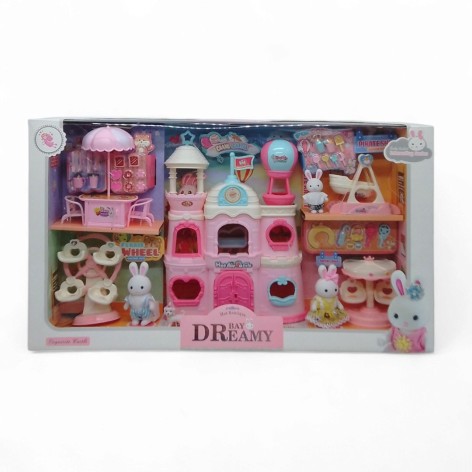 Ігровий набір MIC "Парк атракціонів" флоксові фігурки, атракціони, замок, аксесуари, меблі (6698)