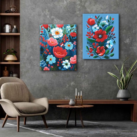 Комплект картин за номерами Riviera Blanca "Квіткова вишиванка" 40x50 см 2 шт (ITR-103)