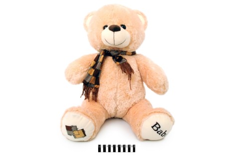 М'яка іграшка Ведмедик із шарфом сірий 70 см
