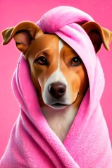 Набір для творчості алмазна картина Пес в рожевій ковдрі Strateg розміром 30х40 см (HEG88150)