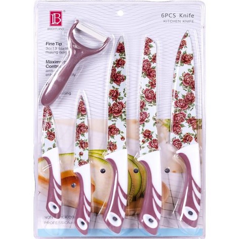 Набор цветных ножей на блистере, 6 предметов 