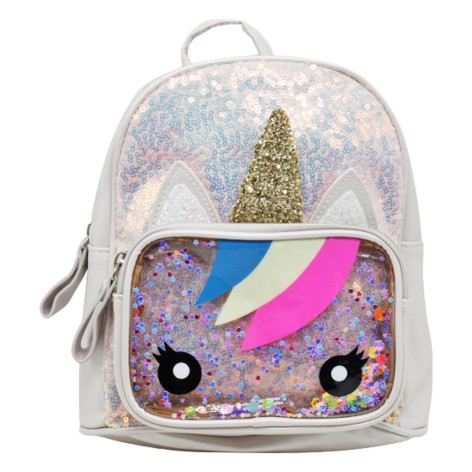 Рюкзак "Блискучий єдиноріг", кремовий