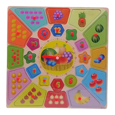 Дерев'яна іграшка рамка-вкладиш час ОВОЧІ ФРУКТИ