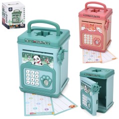 Скарбничка сейф з кодом, 11-16-10см, відбиток, музика,звук(англ), 2 кольори, на бат-ці, в кор-ці, 12-16-11см 