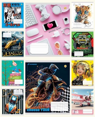 Тетрадь 18 арк.клітинка Тверда ТЕ41202 18КВ3 МІКС, 20 шт. в уп. /400/, 10к.