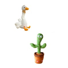 М'яка іграшка 32см, музика, світло, повтор, танцює, 2 види(гусак, кактус), на бат-ці, в кор-ці, 18-37-12см 