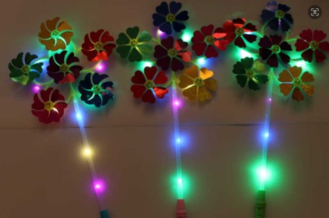 Ветрячок 20шт в уп., подсветка, на батарейках, 3 режима, средняя высота 47 см /15/