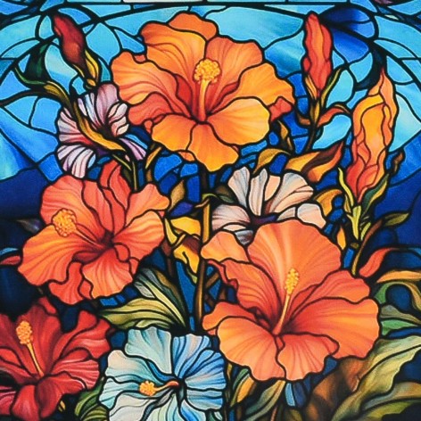 Алмазна мозаїка (не повна викладка) "Квітковий калейдоскоп" 30х30 см