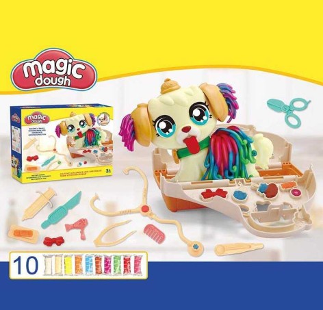 Тесто для лепки экструдер-песик, медицинские принадлежности, переноска, 9 цветов теста, в кор. 