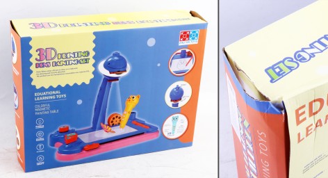 УЦЕНКА 30% Игра проектор-свет(на бат-ке), слайды, досточка для рисования (цветная), печати, 3Dручка(акум,USBшнур, тип филамента(пластик)-PCL 3цвета), в кор-ке,39-30- 10,5см 