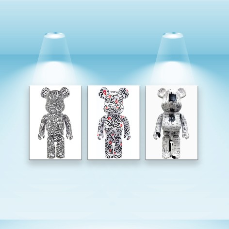 Набір постерів Riviera Blanca "Bearbrick" 3 шт, 28x40 см, горизонтальна орієнтація (PS-015)