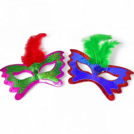 Маска 3D голограмма з пір'ям 18х9 см (мікс видів)