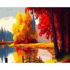 Набор для росписи по номерам Золотая осень Strateg размером 40х50 см (GS1033)