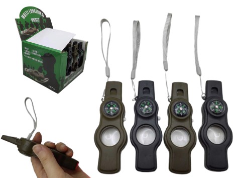 Компас-5 в 1-свисток, ліхтарик, лазер,лупа 11*4см 2кол.,в/в (24*24)