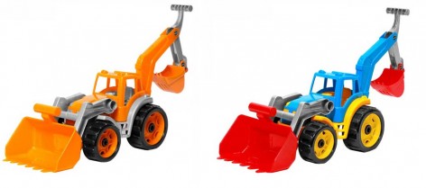 Трактор игрушечный с двумя ковшами.