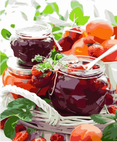 Набор для росписи по номерам Клубничный вареный Strateg размером 40х50 см (HH077)