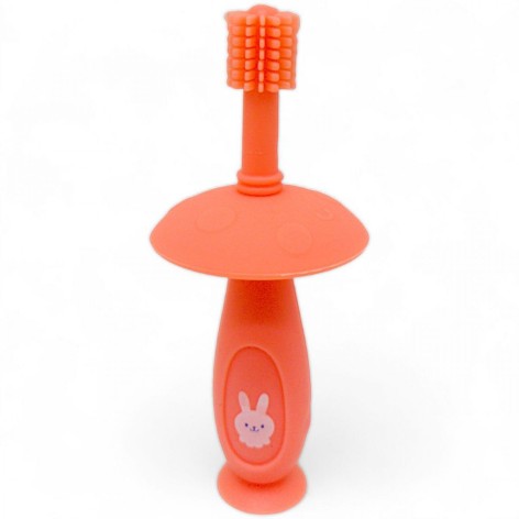 Силіконова зубна щітка з обмежувачем рожева