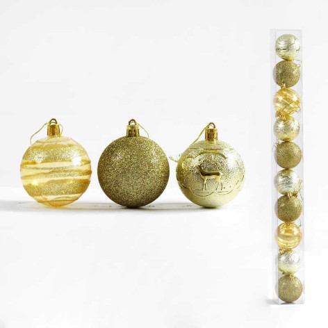 Новорічні прикраси 10 шт, кулька, D = 5.5 см, у слюді 59,5*6*6 см 