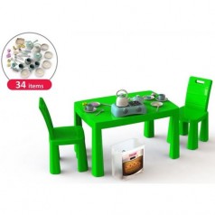 Игровой набор DOLONI Кухня детская 04670/2 (34 предмета, стол и 2 стула)