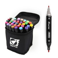 Набір скетч маркерів двостор. 36шт.36кол.кругл/скош након. у сумці