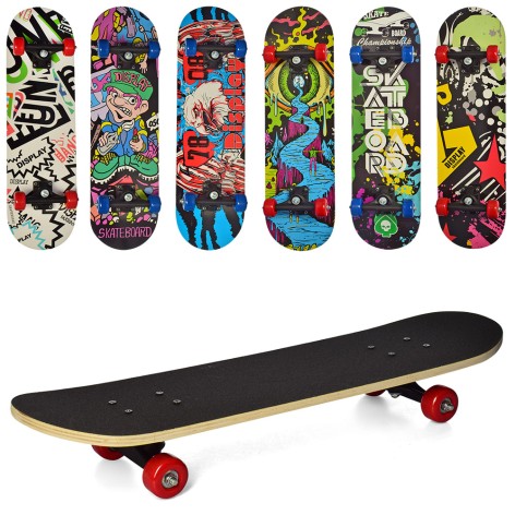 Скейт з фанери 7 шарвів та пластиковою підвіскою 70-20см 6 видів розібраний