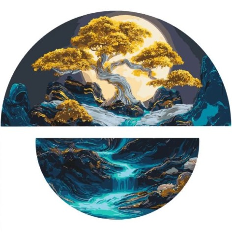 Картина по номерам с красками металлик "Ночная гармония" (полукруги) 70*70 см