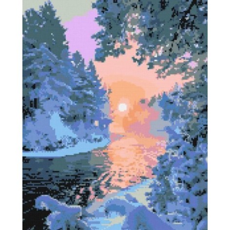Алмазная мозаика "Зимний пейзаж" 40х50 см